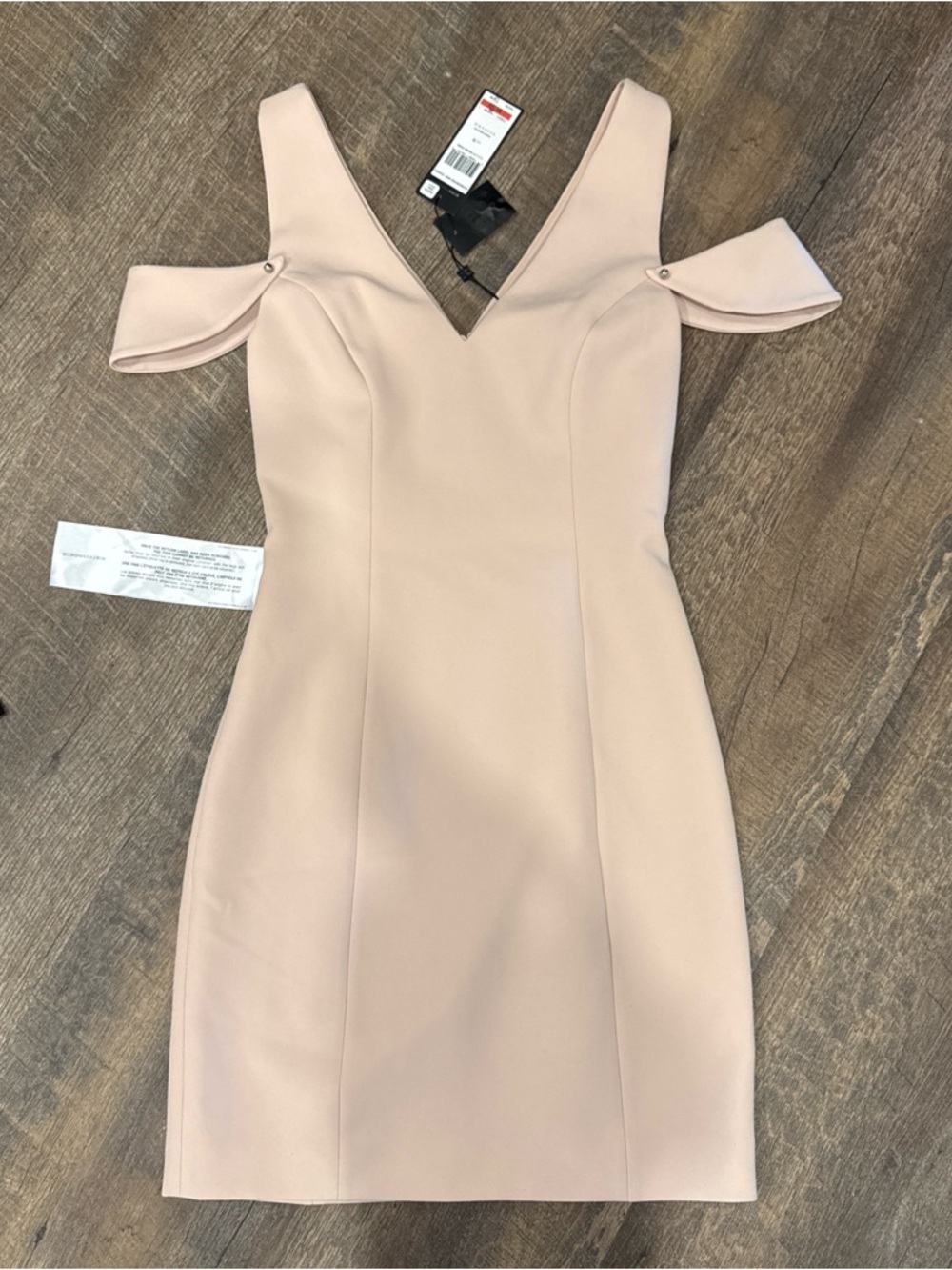 BCBGMaxAzria Blush Cold-Shoulder V-Neck Mini Dress